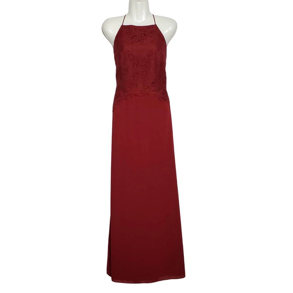 After Six Lace Bodice Matte Chiffon Full Length Bridesmaid Formal Dress 14 - Picture 2 of 12